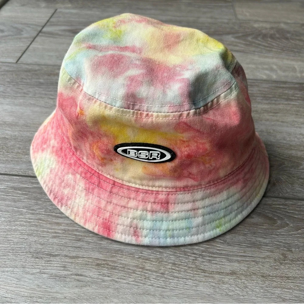 By Samii  Ryan Blue Pink Yellow Tie Dye Bucket Hat - Picture 3 of 14